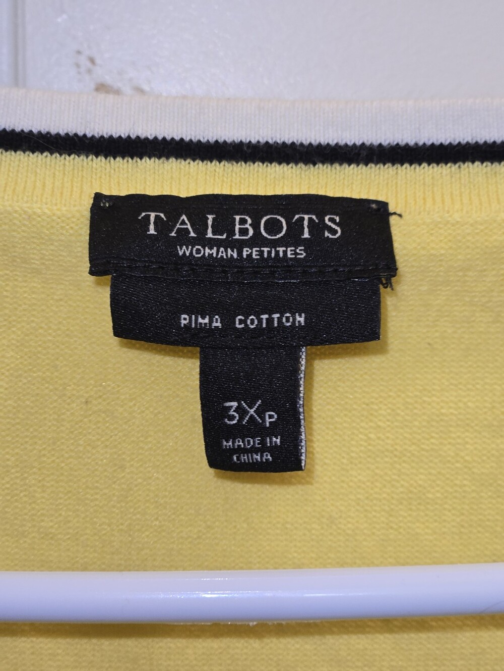 Talbots Yellow Knit Top with Black and White Trim - Picture 2 of 4